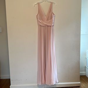 Amsale - Justine blush chiffon bridesmaid dress, size 6, NWT unaltered